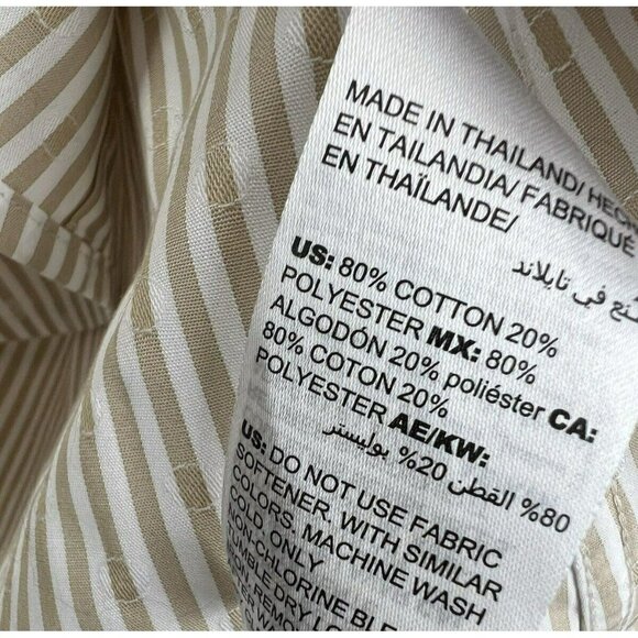 Chicos Women's Shirt 3 US XL Tan White No Iron CoolMax All Season Stripe Dot - Picture 5 of 7